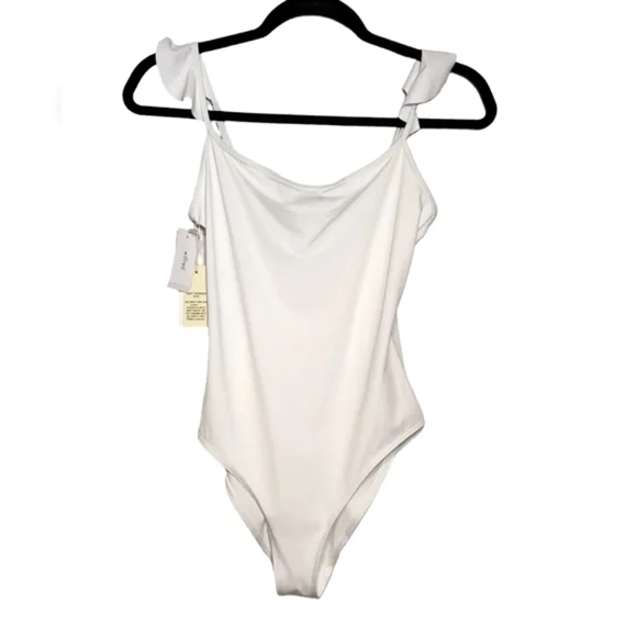 Wilfred Perrin White Square-Neck Tank Bodysuit Size S Spring Summer - Picture 1 of 6